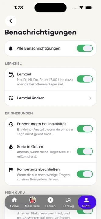 Einstellungen für Benachrichtigungen