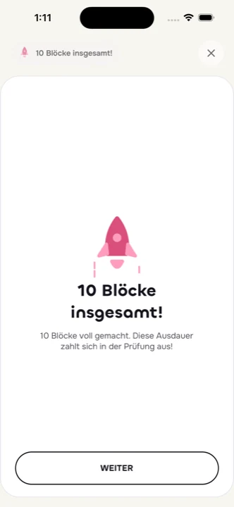 Meilenstein im Lernfeed: 10 Blöcke insgesamt