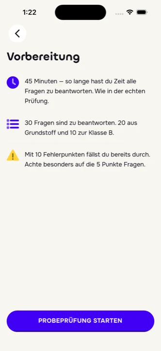 Vorbereitung auf die Probeprüfung